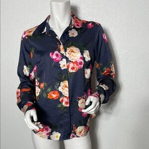 Alexia Designs Blue Button Down Shirt with Notched Collar and Buttoned Style